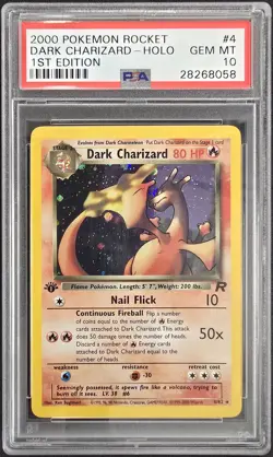 2000 POKEMON ROCKET 1ST EDITION #4 DARK CHARIZARD HOLO PSA 10 - Image 1