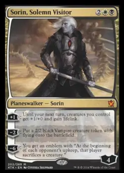 1x Sorin, Solemn Visitor - Foil Moderate Play, English Khans of Tarkir MTG Magic - Image 1