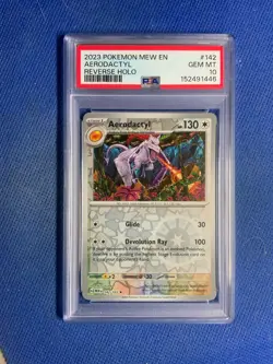 PSA 10 GEM MINT 2023 Pokemon Mew EN-151 AERODACTYL #142 Reverse Holo - Image 1