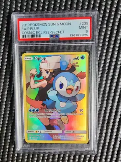 Piplup 239/236 PSA 9 Cosmic Eclipse Secret Rare Pokemon - Image 1