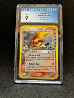 Pokemon FLAREON 5/113 (Reverse Holo Rare) Delta Species - CGC 9 - Image 1
