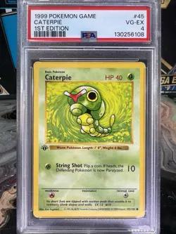 1999 Pokemon CATERPIE Base Set “PSA 4” 1st Edition Shadowless 45/102 - Image 1