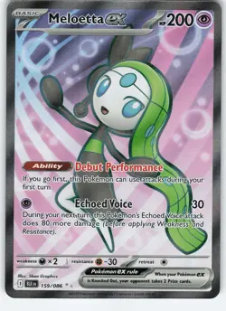 Meloetta ex 159/086 Ultra Rare Holo SV: Black Bolt NM Pokemon - Image 1