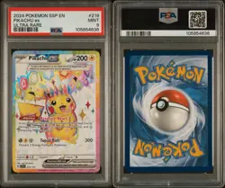 Pokemon Pikachu ex Ultra Rare Holo EX Sv08 Surging Sparks 219/191 PSA 9 English - Image 3