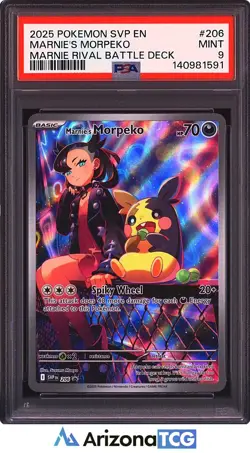 Pokemon 2025 Marnie's Morpeko 206 Full Art Promo Marnie Rival Battle Deck PSA 9 - Image 1