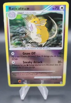 Pokemon TCG Card Raticate 61/132 Diamond & Pearl Secret Wonders Reverse Holo HP - Image 1
