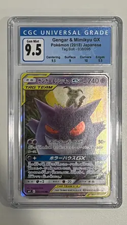 CGC 9.5 Gengar & Mimikyu GX 038/095 Tag Team sm9 Tag Bolt Japanese Pokemon Card - Image 1