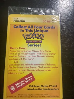 Sealed PIKACHU Pokemon First Movie WB Promo Black Star 1999 Card WOTC New - Image 1