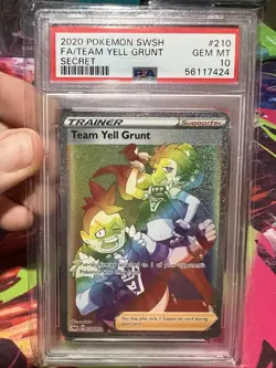 PSA 10 Pokemon TCG Team Yell Grunt Rainbow Secret Rare Sword & Shield 210/202 - Image 1
