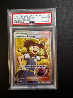 Pokemon TCG Pokemon Breeder Full Art Ultra Rare Holo Shining Legends PSA 10 #73 - Image 1
