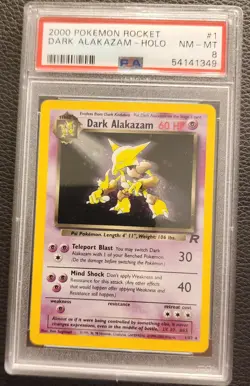 Dark Alakazam Holo 2000 Pokemon Team Rocket #1 PSA 8 NM-MT Vintage - Image 1