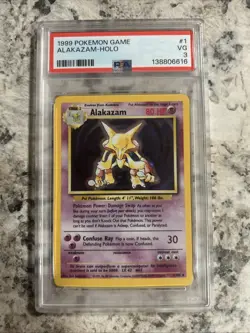 1999 Pokemon Game Holo Alakazam #1 PSA 3 - Image 1