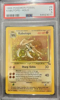 Kabutops - 9/62 - Fossil 1999 Unlimited - WOTC - Holo Rare - Pokemon TCG PSA 5 - Image 1