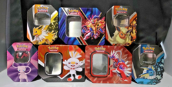 Pokemon Tins, Flareon, Vaporeon, Jolteon, Scorbunny, Koraidon, Zamazenta and Mew - Image 1