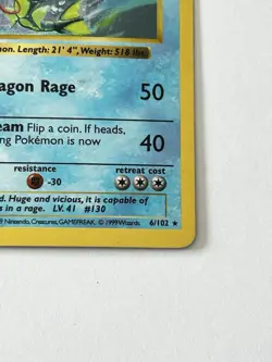 Pokemon TCG Gyarados Base Set Shadowless 1st Edition Holo Rare 6/102 1999 WOTC - Image 5