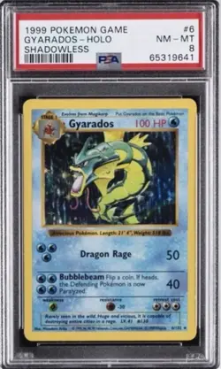 PSA 8 Shadowless Gyarados Holo 1999 Base Set #6 Pokemon NM-MT - Image 1