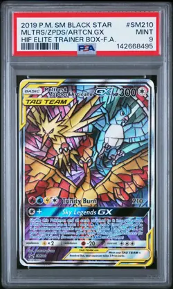 2019 POKEMON SM BLACK STAR PROMO FULL ART/MOLTRES & ZAPDOS & ARTICUNO GX PSA 9 - Image 1