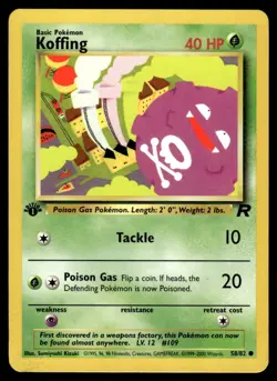 Pokemon TCG Team Rocket 1st Edition #58/82 Koffing LP+ - Image 1