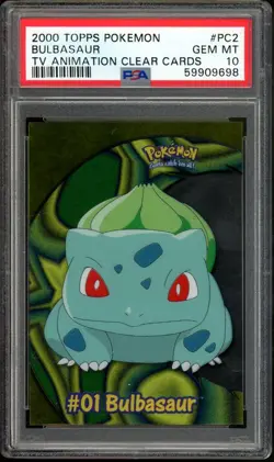 Bulbasaur Pokemon 2000 Topps TV Animation Clear Cards English #PC2 PSA 10 - Image 1