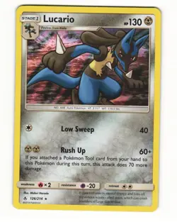 Lucario 126/214 Rare 2019 Unbroken Bonds Pokemon LP - Image 1
