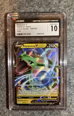 Pokemon TCG CGC 10 Gem Mint Rayquaza V 100/159 Crown Zenith - Image 1