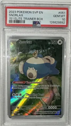 2023 Pokemon TCG SVP EN Snorlax 151 ETB Promo Full Art Card #051 PSA 10 GEM MINT - Image 1
