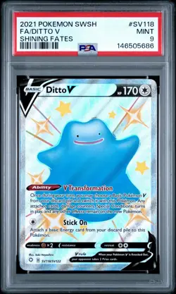PSA 9 2021 Pokemon Shining Fates Full Art Ditto V SV118 Pokemon TCG Rare Shiny - Image 1
