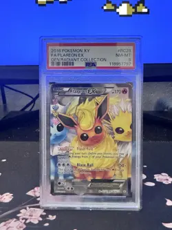 2016 POKEMON XY GENERATIONS RADIANT COLL #RC28 FULL ART/FLAREON EX PSA 8 - Image 1