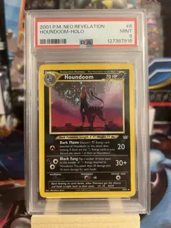 Pokemon TCG Houndoom Neo Revelation Holo Card 8/64 Unlimited PSA 9 🌀 SWIRL 🌀 - Image 1