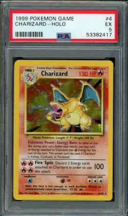 Charizard Pokemon 1999 Holo Base Set Unlimited English 4/102 PSA 5 - Image 1