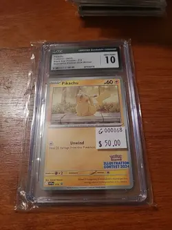 2025 Pokemon Pikachu BS Promos 214 Illustration Contest Winner CGC 10 GM G000868 - Image 1