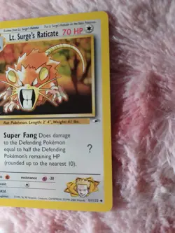 Pokemon Lt. Surge's Raticate Gym Heroes Unlimited 51/132 TCG Card - Image 3