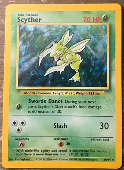 Pokemon Scyther 1999 Jungle Holo Rare Card 10/64 No Set Symbol Error - Image 1