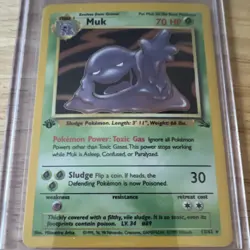 Pokemon TCG Muk Fossil Holo Card 13/62 Unlimited Holo Rare, Vintage - Image 1