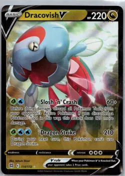 DRACOVISH V 114/172 HOLO RARE V BRILLIANT STARS POKEMON NM - Image 1