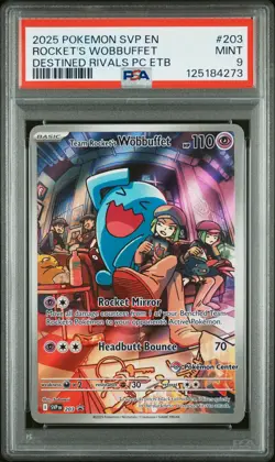 2025 POKEMON SVP EN-SV BLACK STAR PROMO #203 TEAM ROCKET'S WOBBUFFET PSA 9 - Image 1