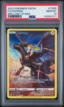2022 POKEMON SWORD & SHIELD BRILLIANT STARS #TG05 FULL ART/ZEKROM PSA 10 - Image 1