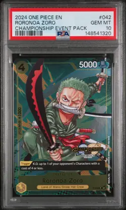 2024 One Piece Championship Event-Pack Roronoa Zoro #042 PSA 10 GEM MINT - Image 1