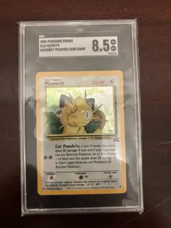 Pokemon Meowth 10 Wotc promo Holo SGC 8.5 Black star Promo Pokemon TCG Card 2000 - Image 1