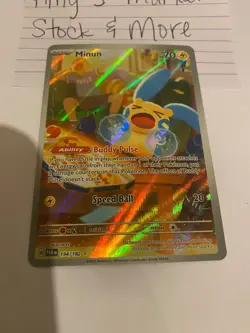 Pokemon Card Minun 194/182 NM Paradox Rift IR Illustration Rare TCG - Image 3