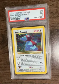Pokemon 2000 Promo Cool Porygon Holo Black Star #15 Trading Card Game PSA 7 - Image 1