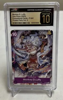 One Piece TCG Monkey D Luffy CGC 10, Promo Pirates Party Vol. 5 P-041 2023 - Image 1