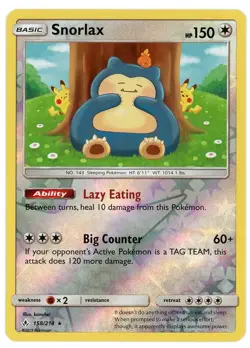 Snorlax Reverse Holo 158/214 Unbroken Bonds Pokemon Card - Image 1