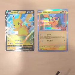 Pokemon TCG Card Game Pikachu 062/193 Pikachu V 086/264 Holo Basic x2 English - Image 1