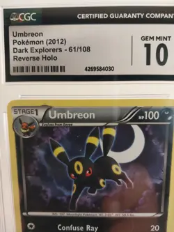 Umbreon Rare Low Pop 61/108" Reverse Holo Card - Dark Explorers - CGC 10 Gem - Image 3