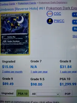 Umbreon Rare Low Pop 61/108" Reverse Holo Card - Dark Explorers - CGC 10 Gem - Image 4