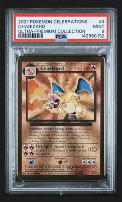 2021 Pokemon Celebrations 25th UPC Charizard Gold Metal #4 PSA 9 MINT - Image 1
