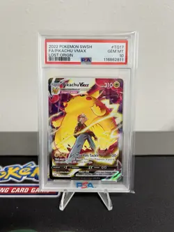 2022 POKEMON SWORD & SHIELD LOST ORIGIN #TG17 FULL ART/PIKACHU VMAX PSA 10 - Image 1