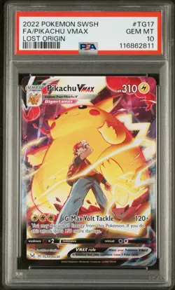 2022 POKEMON SWORD & SHIELD LOST ORIGIN #TG17 FULL ART/PIKACHU VMAX PSA 10 - Image 3