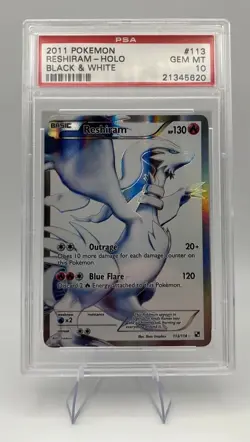 2011 Pokemon Reshiram Black & White Full Art Holo #113 PSA 10 - Image 1